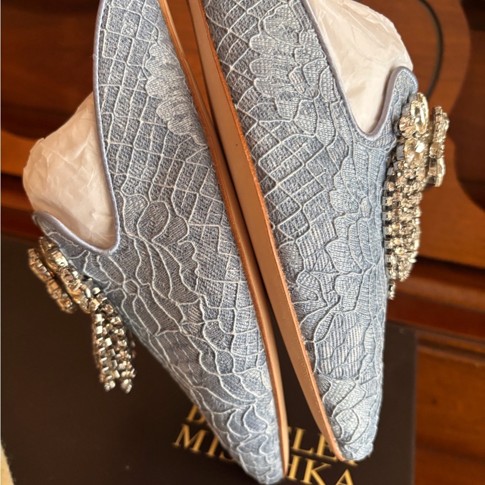 Badgley Mischka Women's Farley Blue Embellished Mules - Picture 7 of 16